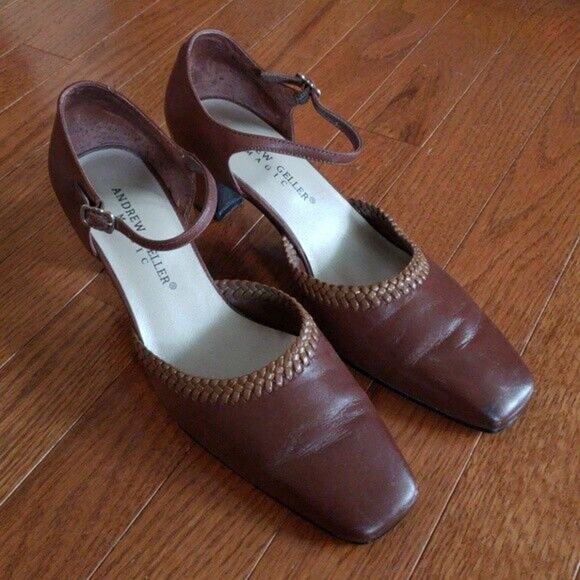 Andrew Geller Magic Heels Brown Ankle Strap Heels - Size 6 - Picture 2 of 8
